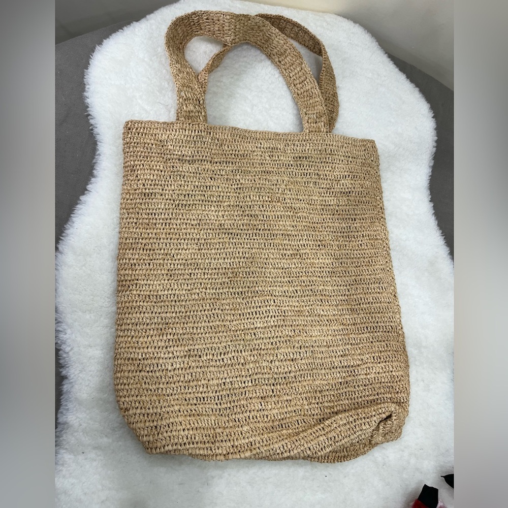 Raffia Crochet Oversized Summer Beach Tote Bag with Floral Design - Picture 6 of 11